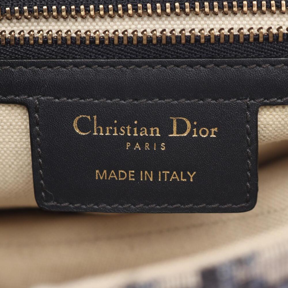 Dior Saddle Bag Oblique Jacquard Canvas Leather Handbag Beige Tan Navy Blue - Picture 4 of 8